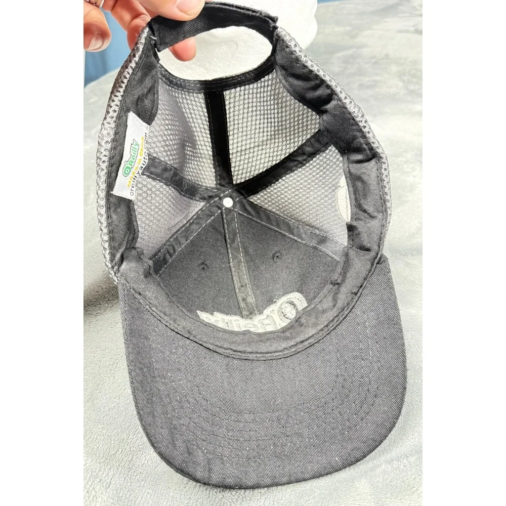 OReilly Auto Parts Trucker Hat Mens Adjustable Black Gray Mesh Snapback